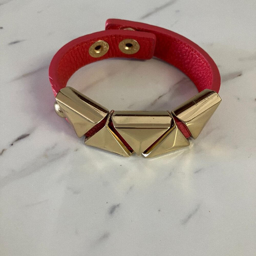 BCBG Leather and Metal Snap Bracelet